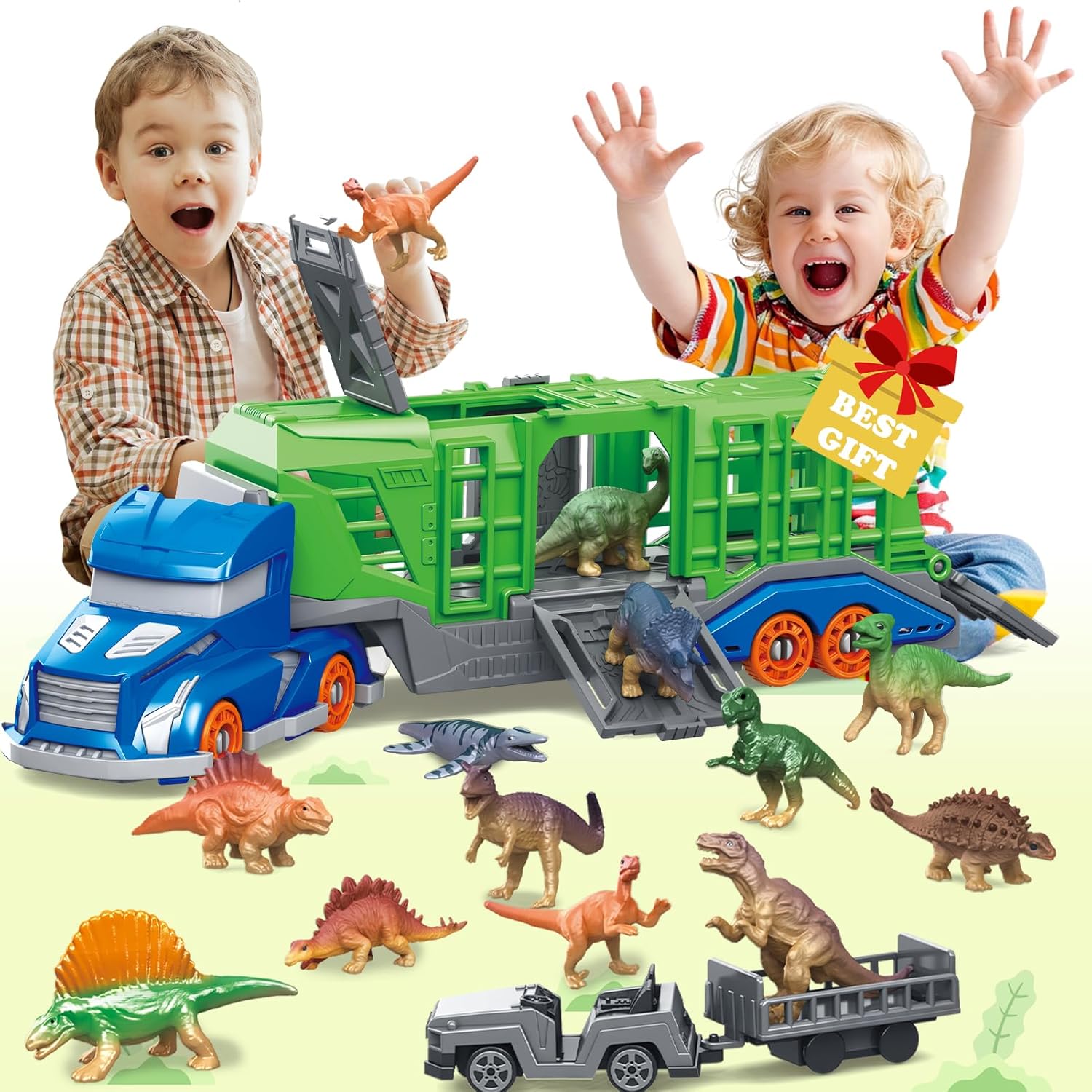 Model Kit Dinosaur - Set Giocattolo Veicolo Trasporto Dinosauri e