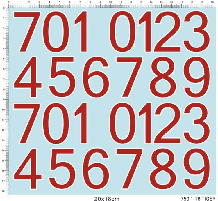Model Kit Water Decal - Decalcomania ad acqua con numeri per