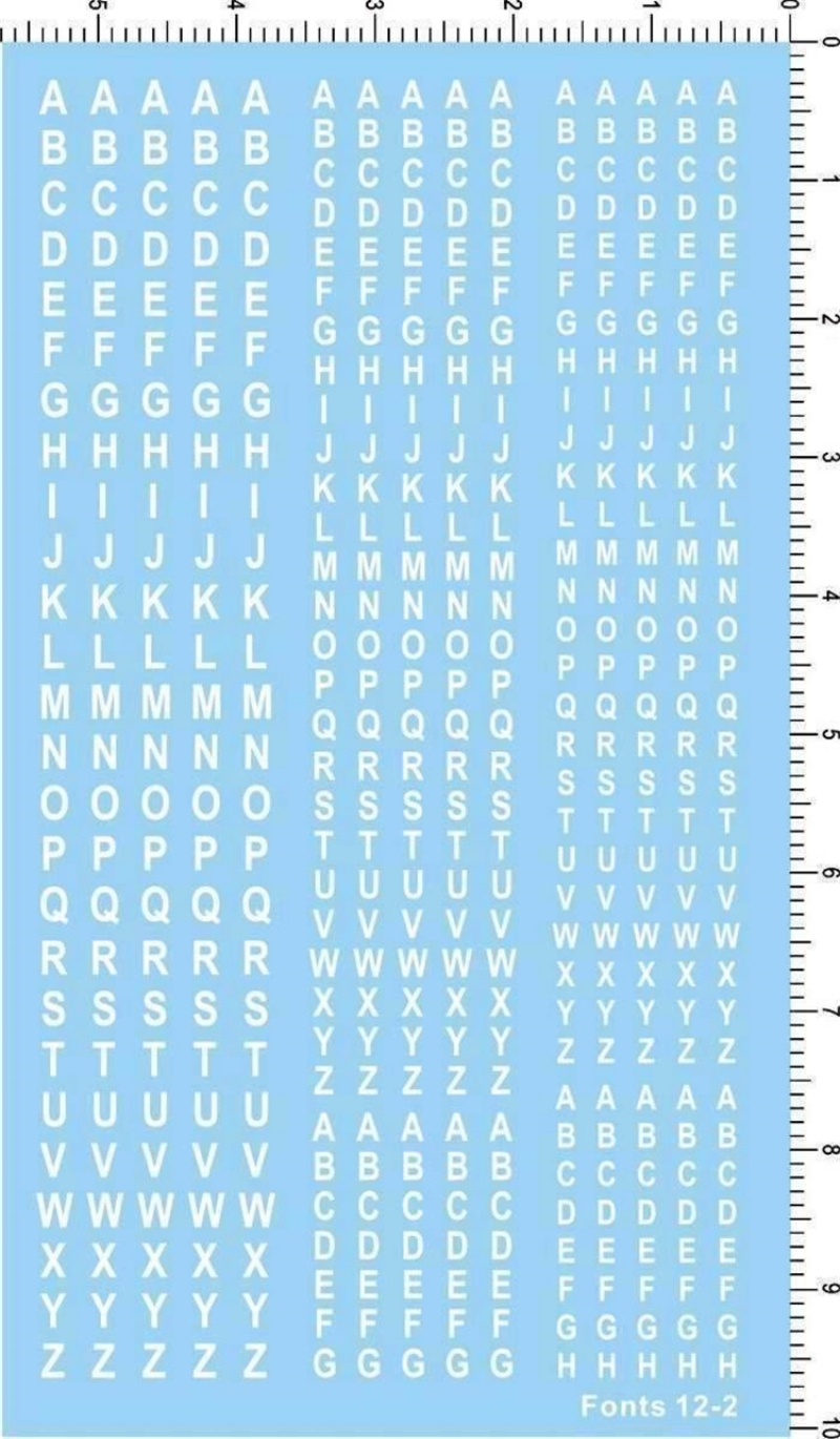 Model Kit Water Decal - Font di lettere dell'alfabeto inglese 12-2,